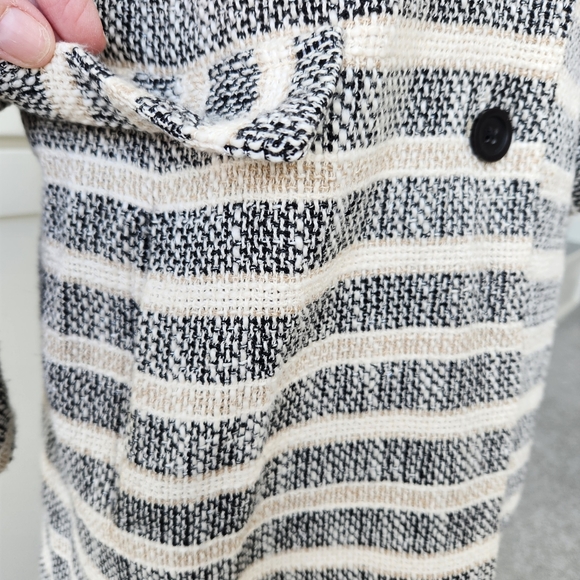 Zara Basic Trench Coat Striped Knit Lightweight With Pockets 3/4 Sleeves Small - Picture 6 of 15